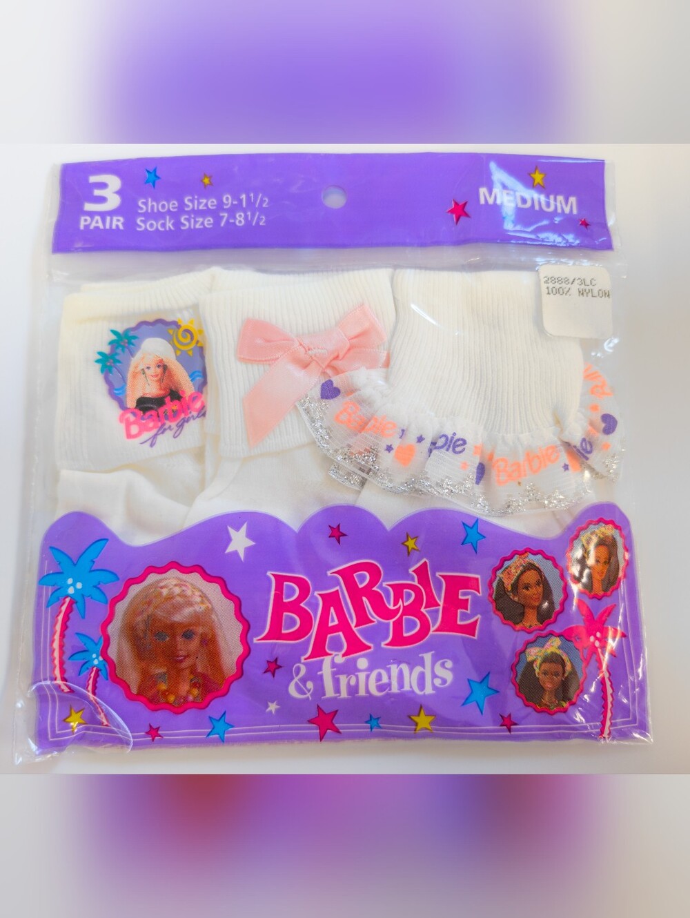Vintage 1993 Barbie & Friends 3 Pair Socks